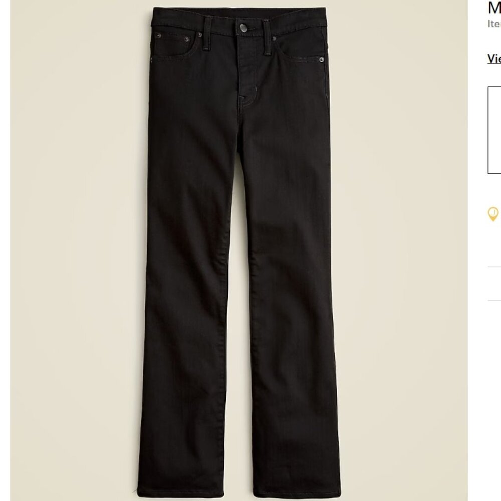 J. Crew Mid-Rise Kickout Jean, Size 25, Color: True Black